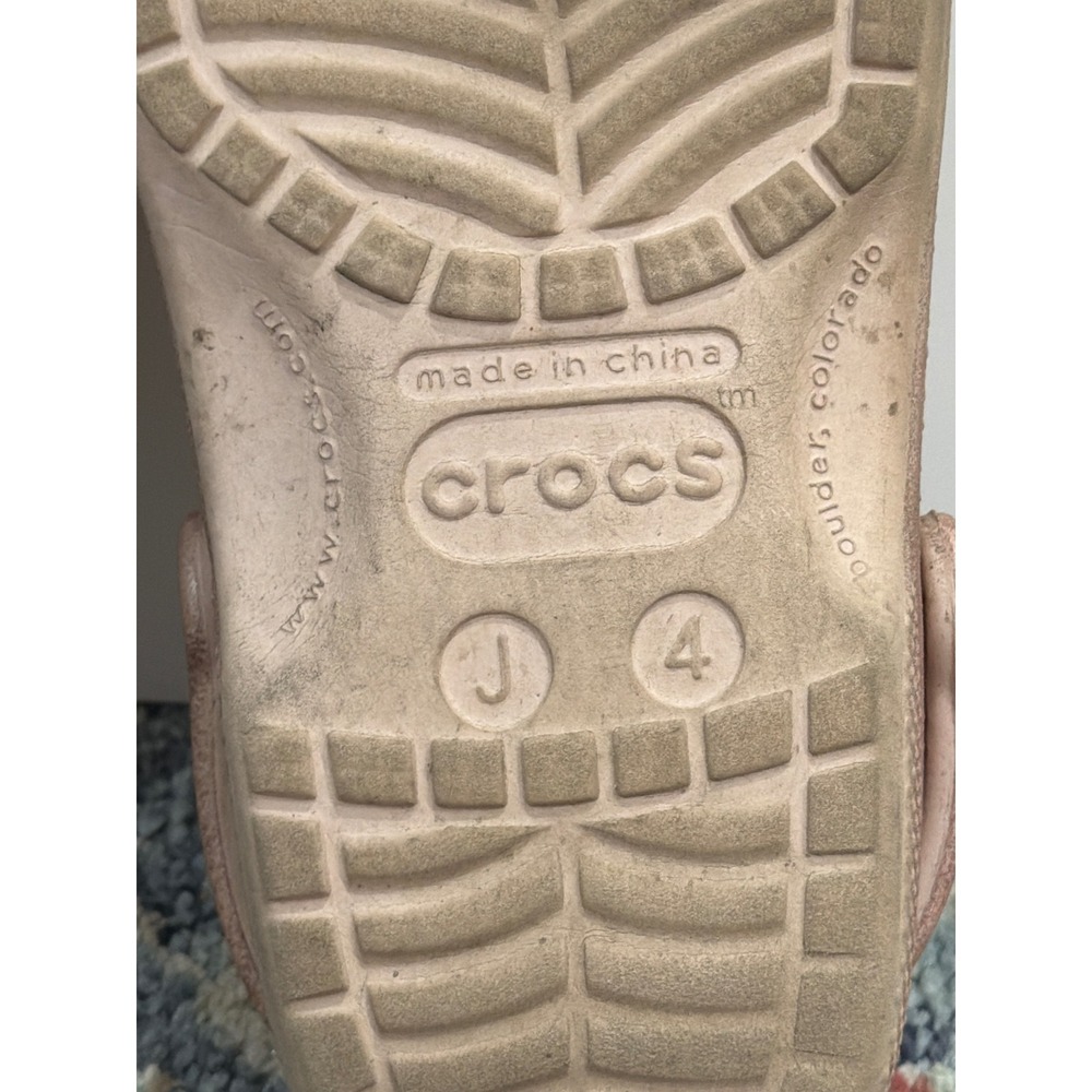 Crocs Classic Clog Girls 4 Rose Gold Glitter Sparkle Comfort - Picture 10 of 10